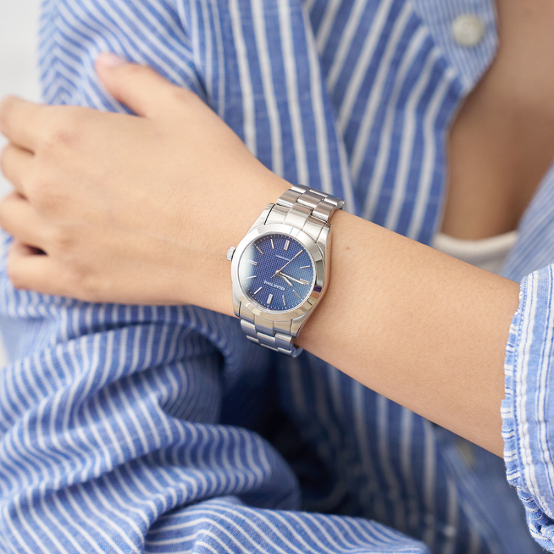 RELAX TIME-太陽能系列-立體格紋女錶-藍(RT-105S-3L)-34mm