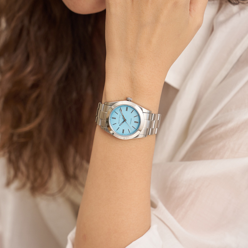 RELAX TIME-太陽能系列-立體格紋女錶-湖水綠(RT-105S-2L)-34mm