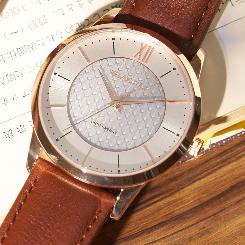 RELAX TIME-太陽能系列-時尚對錶 -玫瑰金 (RT-108S-3M+RT-108S-3L)-42+36mm