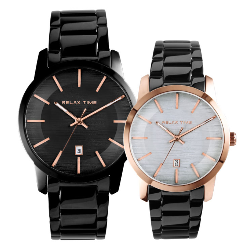RELAX TIME-文青水波系列-黑X玫瑰金(RT-86-3M+RT-86-8L)-43mm+38mm