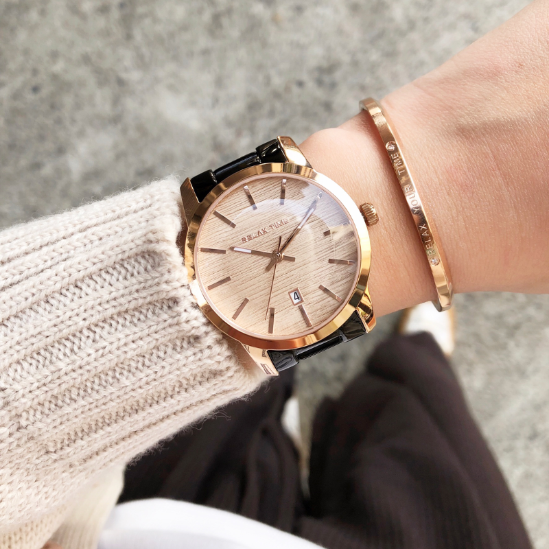RELAX TIME-文青水波系列-黑X玫瑰金(RT-86-3M+RT-86-8L)-43mm+38mm