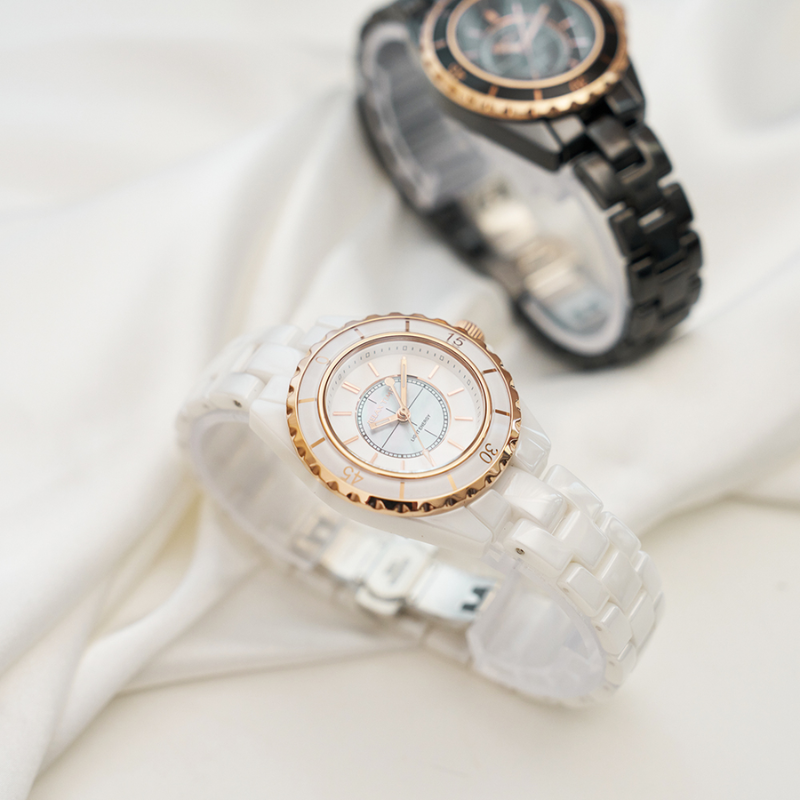 RELAX TIME-經典陶瓷系列-白玫 (RT-107S-2RG)-34mm