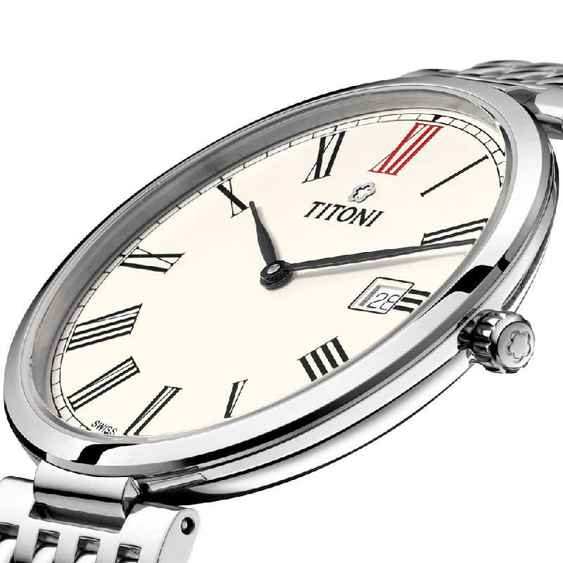 TITONI 瑞士梅花錶 - SLENDERLINE 纖薄系列 - TQ 52718 S-608 - 37mm
