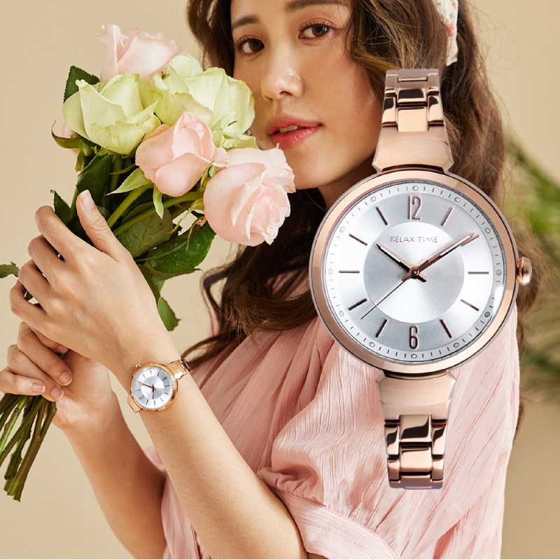 RELAX TIME - 經典奢華系列 女錶 - RT-115-2 - 玫殼白 - 36mm