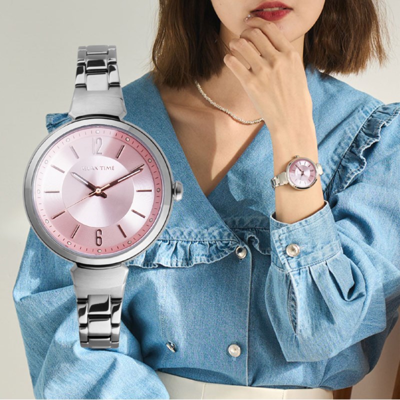 RELAX TIME - 經典奢華系列 女錶 - RT-115-1 - 銀殼粉 - 36mm