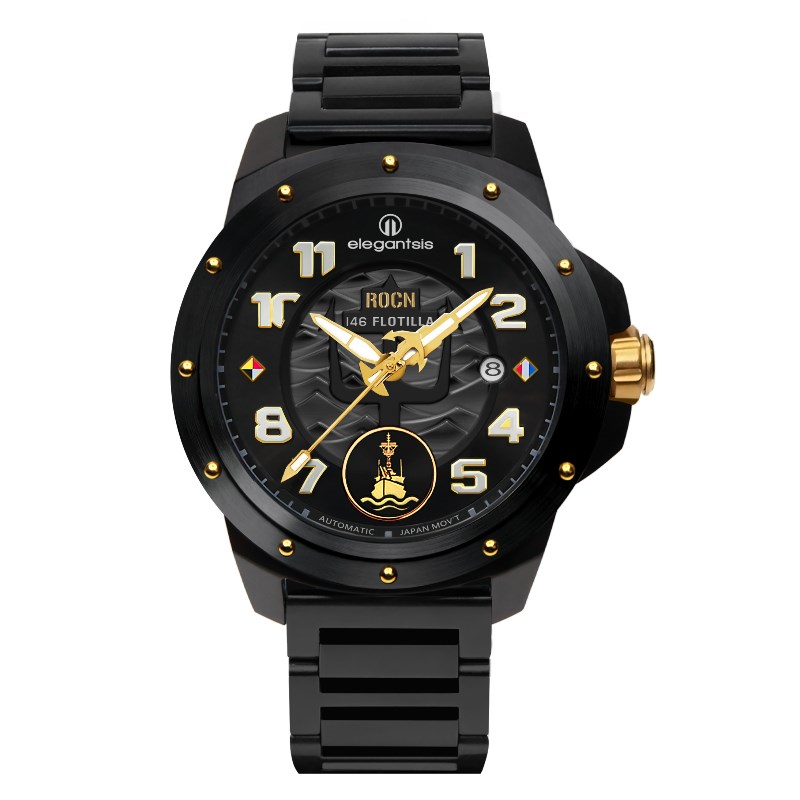 elegantsis 愛樂時 -軍事系列-中華民國海軍146艦隊-146艦隊 闇夜黑 限量錶- ELJO48MAS-ROCN 146-NB01LC-45.5MM