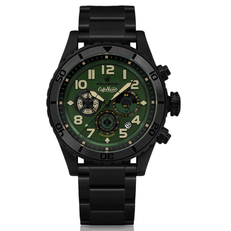 elegantsis 愛樂時-軍事系列-Cafe Racer-Ton Up咖啡騎士-Green-ELJR23QS-TONUP-VG02MA-48MM