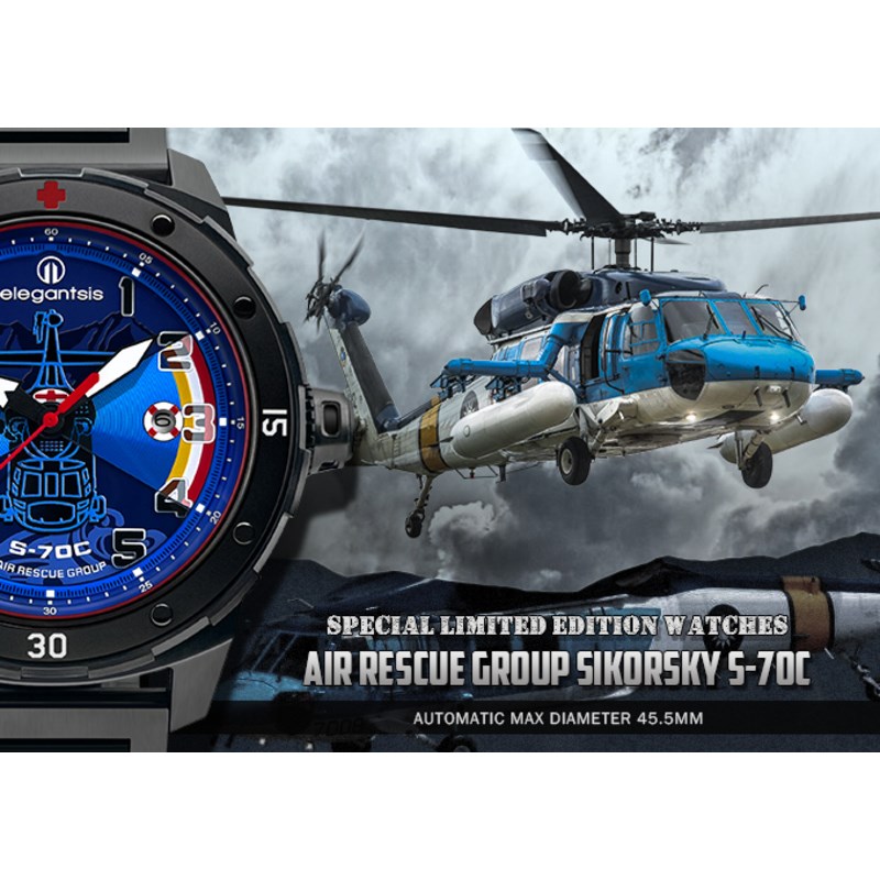 elegantsis 愛樂時-軍事系列-空軍救護隊腕錶-SIKORSKY S-70C-ELJO48MAS-ARG-8U02MA-45.5MM