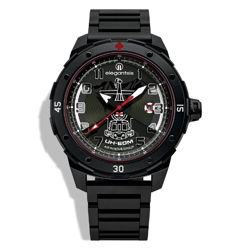 elegantsis 愛樂時-軍事系列-空軍救護隊腕錶-UH-60 BLACK HAWK-ELJO48MAS-ARG-8G03MA-45.5MM
