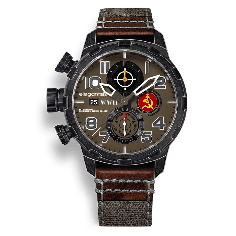 elegantsis 愛樂時-軍事系列-JF48WWII-收藏家腕錶-蘇聯-ELJF48QS-6B01LC-48MM