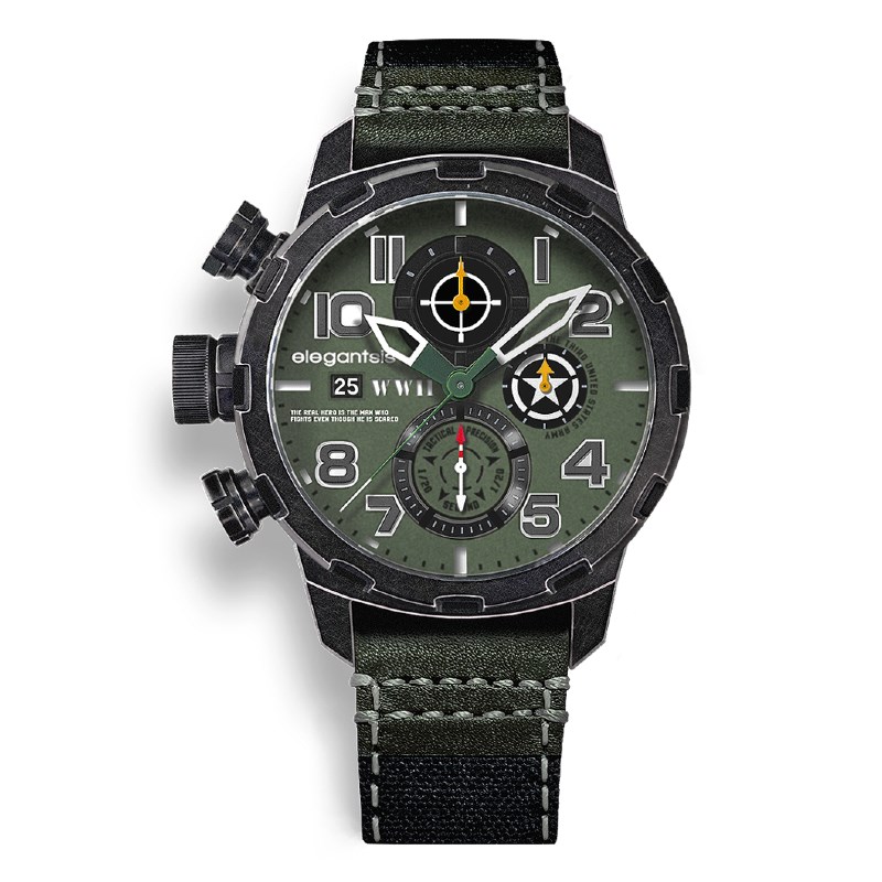 elegantsis 愛樂時-軍事系列-JF48WWII-收藏家腕錶-美國-ELJF48QS-6G02LC-48MM