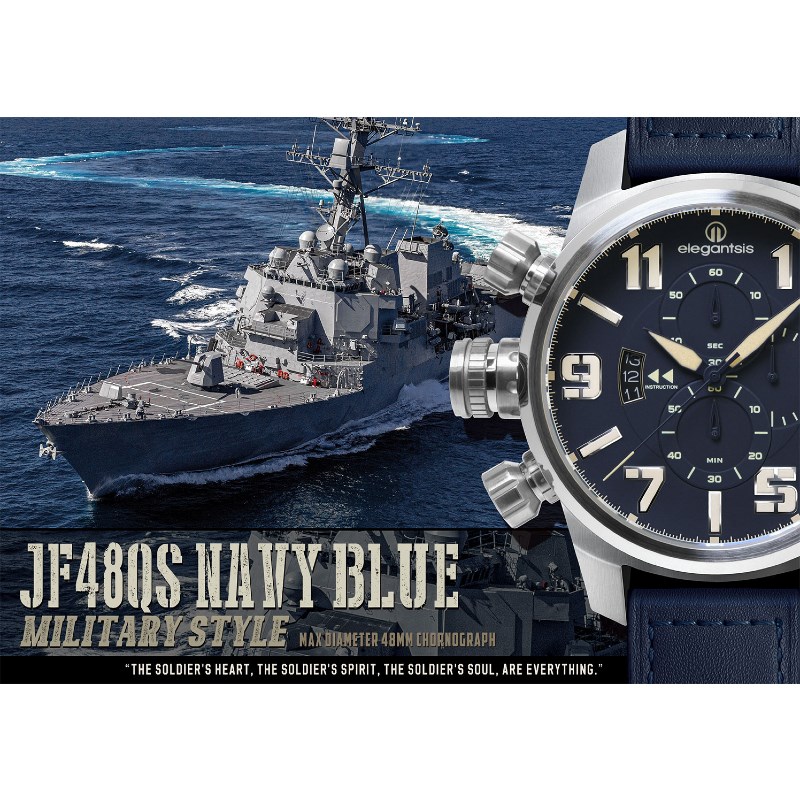 elegantsis 愛樂時-軍事系列-JF48QS-陸海空-海軍藍-ELJF48QS-OU06LC-48MM
