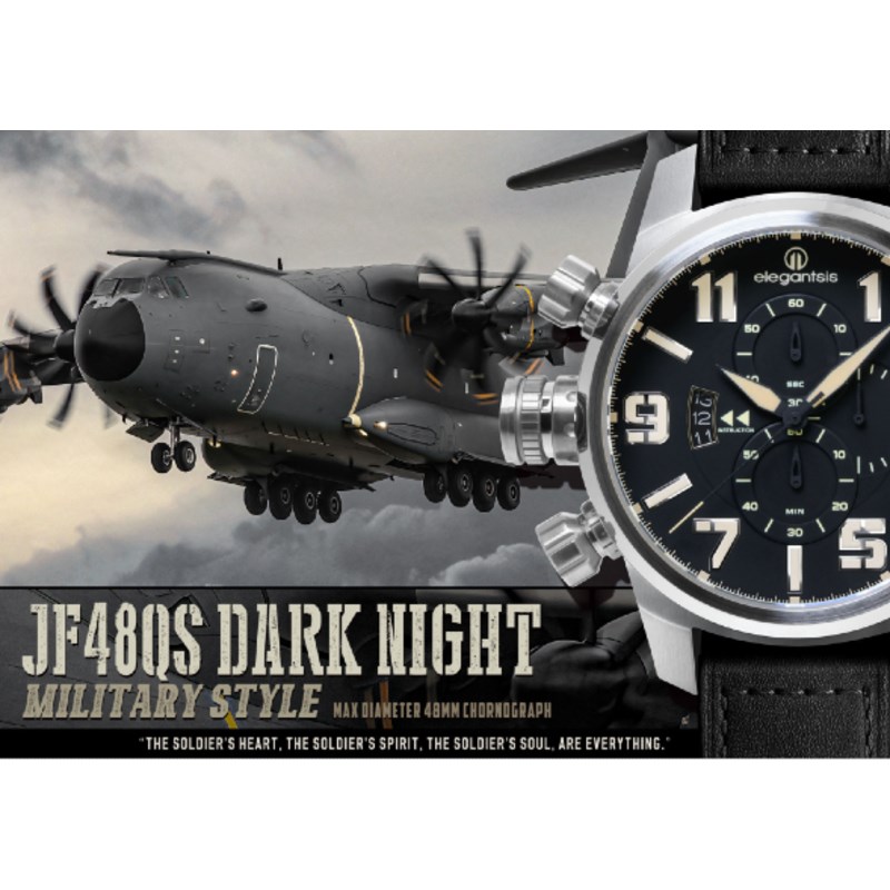 elegantsis 愛樂時-軍事系列-JF48QS-陸海空-空夜黑-ELJF48QS-OB04LC-48MM