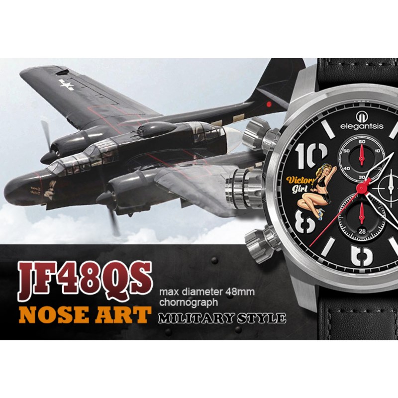 elegantsis 愛樂時-軍事系列-JF48QS-NOSE ART-機頭藝術-女郎-ELJF48QS-OB01LC-48MM