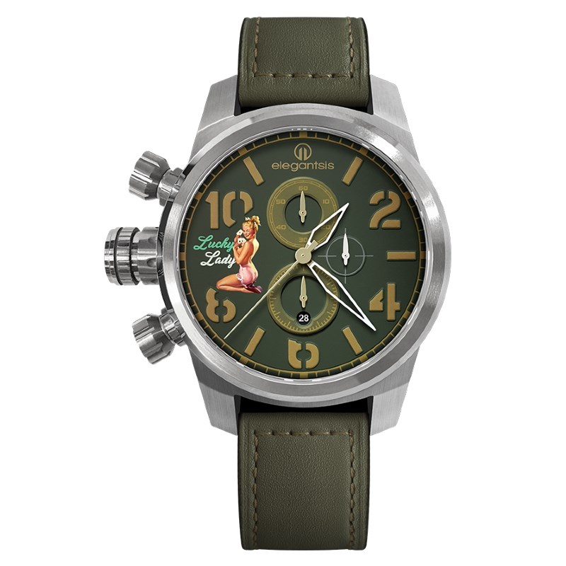 elegantsis 愛樂時-軍事系列-JF48QS-NOSE ART-機頭藝術-女郎-ELJF48QS-OG03LC-48MM