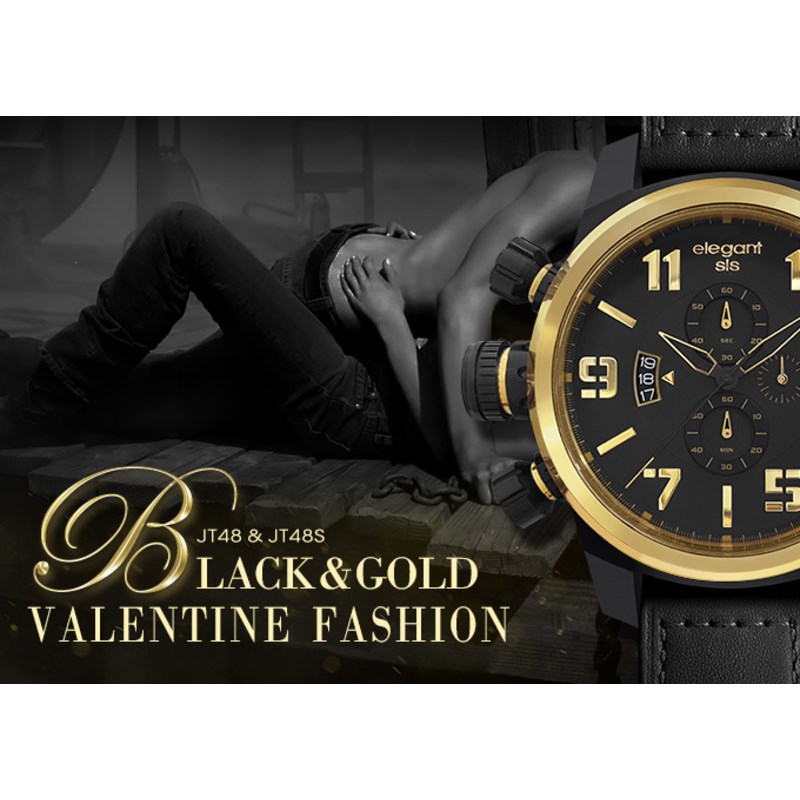 elegantsis 愛樂時-軍事系列-JT48-JT48S 黑金/咖啡金-經典時尚情人款-ELJT48-OB13LC-48MM