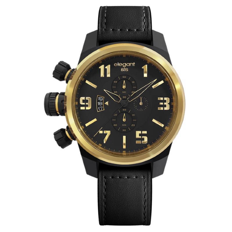 elegantsis 愛樂時-軍事系列-JT48-JT48S 黑金/咖啡金-經典時尚情人款-ELJT48-OB13LC-48MM