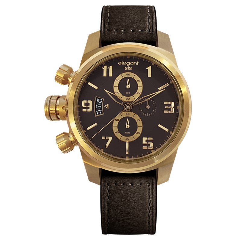 elegantsis 愛樂時-軍事系列-JT48-JT48S 黑金/咖啡金-經典時尚情人款-ELJT48S-OB08LC-43MM