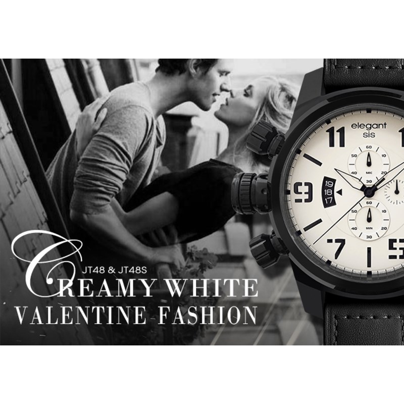 elegantsis 愛樂時-軍事系列-JT48-JT48S 米白-經典時尚情人款-ELJT48-OW16LC-48MM