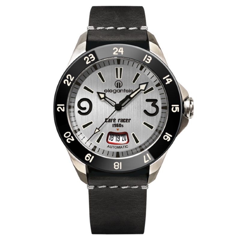 elegantsis 愛樂時-騎士系列-CafeRacer風格主題自動機械腕錶-JR65AS-拉砂鋼色-ELJR65AS-C1NW1L-44MM