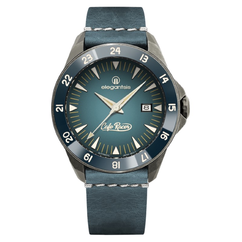 elegantsis 愛樂時-騎士系列-CafeRacer風格主題自動機械腕錶-JR65AS-復刻藍-ELJR65AS-C1NB3L-44MM