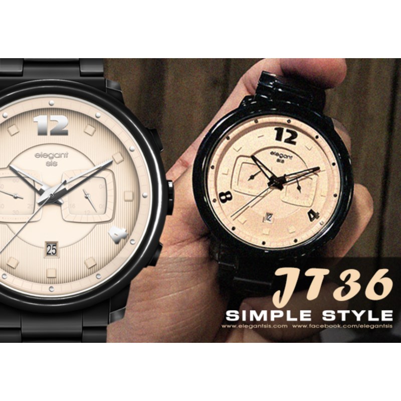 elegantsis 愛樂時-碼表計時-JT36-簡約色調時尚風-ELJT36-OW02MA-45MM