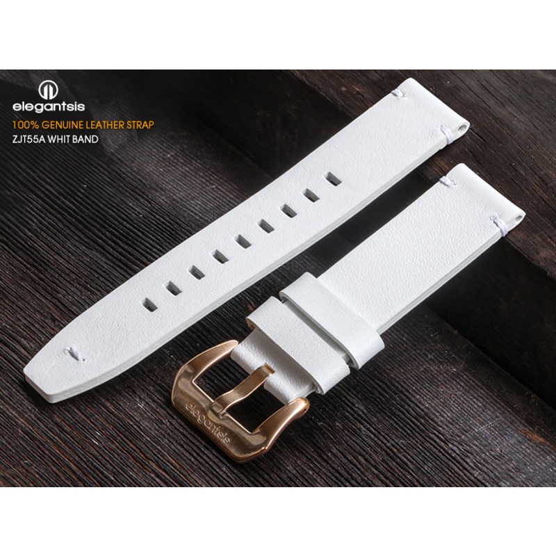 elegantsis 愛樂時-原廠配件-JT55A 100%頂級小牛皮錶帶-JT55A(白色小牛皮錶帶)-JT55A-錶帶寬22mm