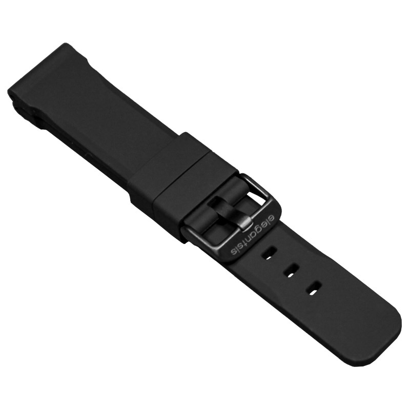 elegantsis 愛樂時-原廠配件-20mm/22mm 膠錶帶-矽膠錶帶-ELJO48MAS-256-22mm-黑色槍扣