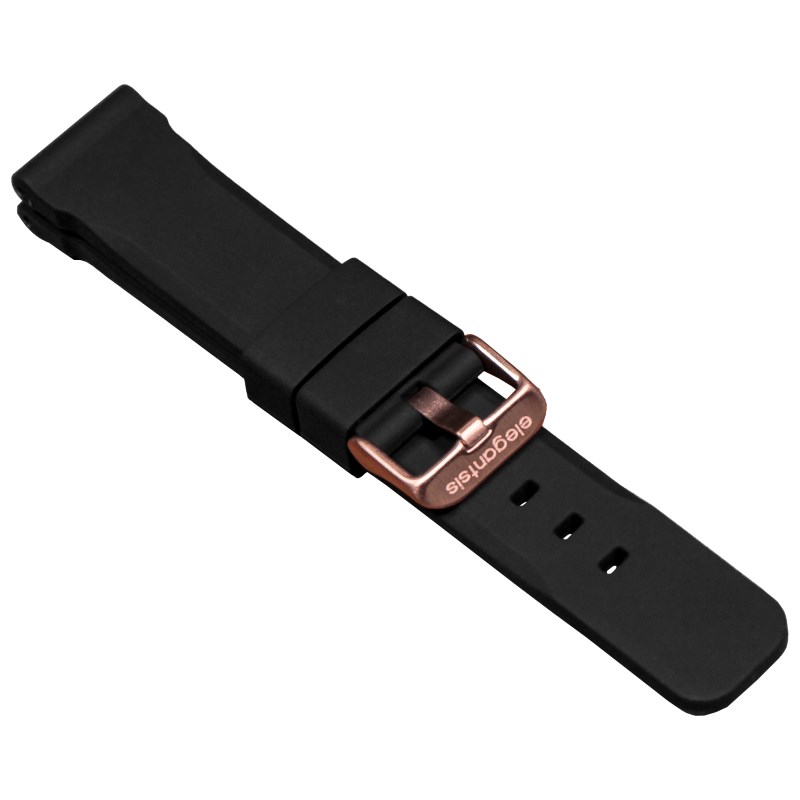 elegantsis 愛樂時-原廠配件-20mm/22mm 膠錶帶-矽膠錶帶-ELJT48MQS-22mm-黑色銅扣