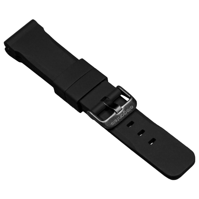 elegantsis 愛樂時-原廠配件-20mm/22mm 膠錶帶-矽膠錶帶-ELJT48MQS-22mm-黑色槍扣
