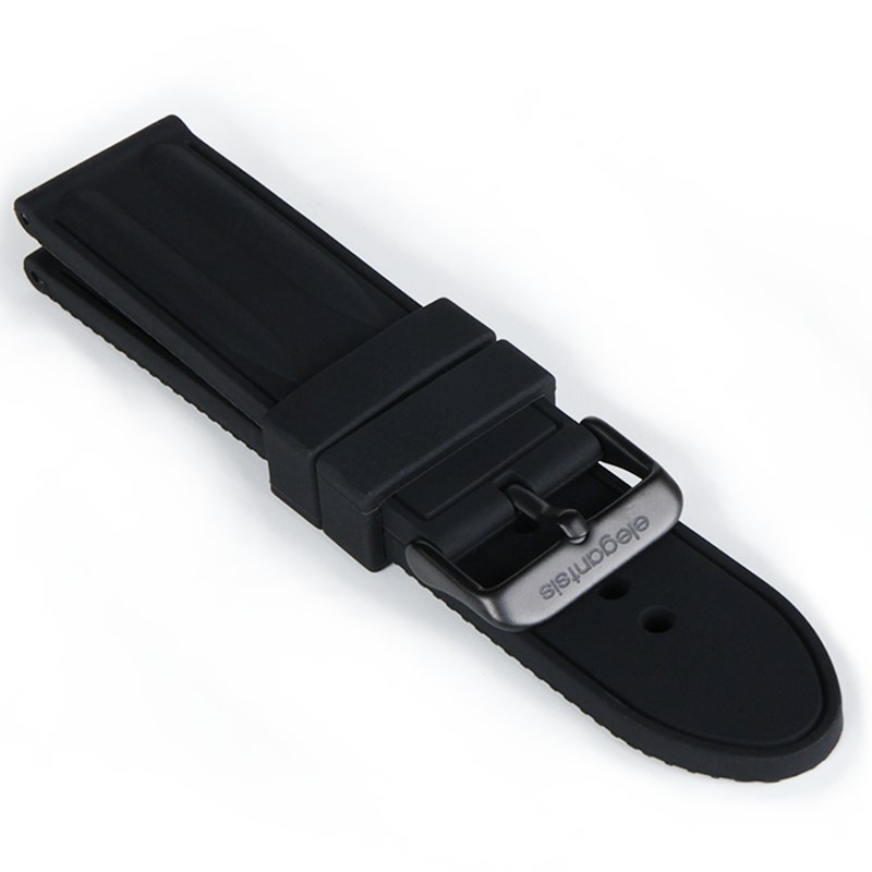 elegantsis 愛樂時-原廠配件-Rubber Strap-JT66系列膠錶帶-黑色黑扣樣式-JT66 SERIS - 錶帶寬24mm