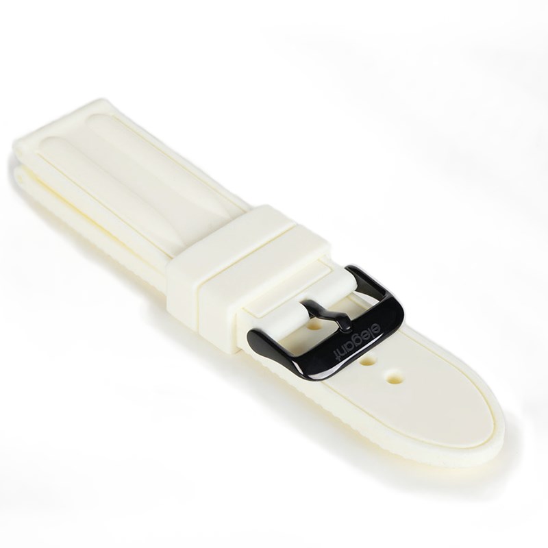 elegantsis 愛樂時-原廠配件-Rubber Strap-JT66系列膠錶帶-白色黑扣樣式-JT66 SERIS - 錶帶寬24mm