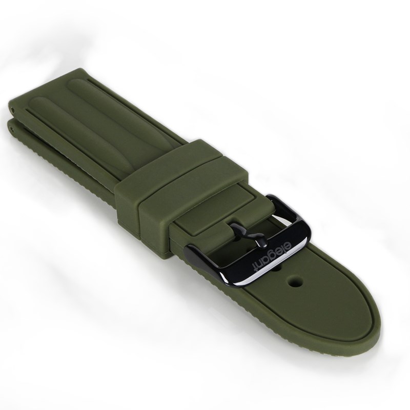 elegantsis 愛樂時-原廠配件-Rubber Strap-JT66系列膠錶帶-軍綠黑扣樣式-JT66 SERIS - 錶帶寬24mm 