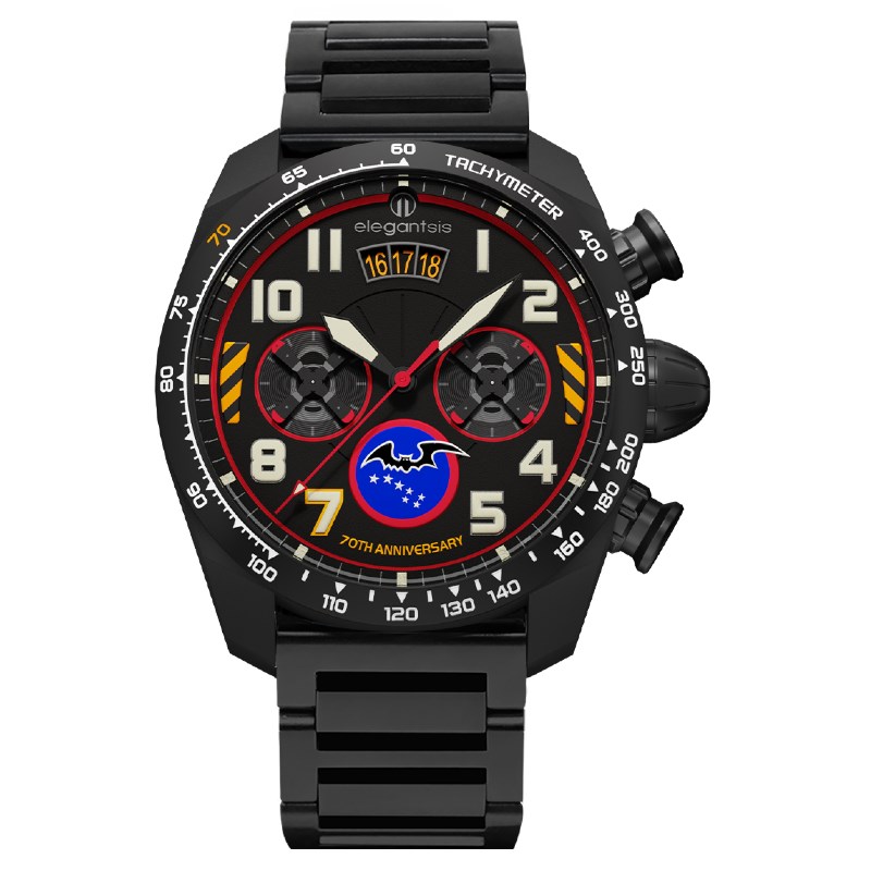 elegantsis 愛樂時-軍事系列-黑蝙蝠70周年紀念腕錶-黑蝙蝠黑色石英款-ELJX47QS-34-6B01MA-47MM