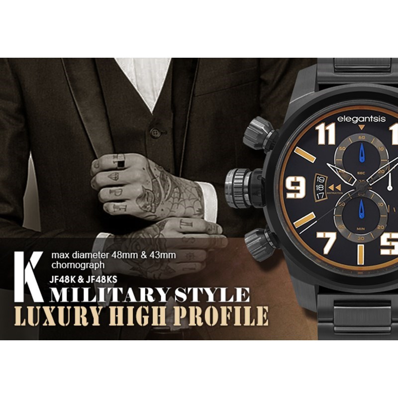 elegantsis 愛樂時-軍事系列-JF48K / KS對錶系列-ELJF48KS-OB05MA-43MM