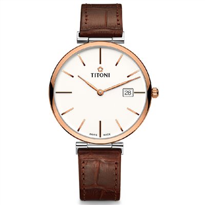 TITONI 瑞士梅花錶 - SLENDERLINE 纖薄系列 - 82718 SRG-ST-606 - 39mm