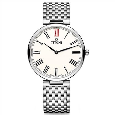 TITONI 瑞士梅花錶 - SLENDERLINE 纖薄系列 - TQ 52718 S-608 - 37mm