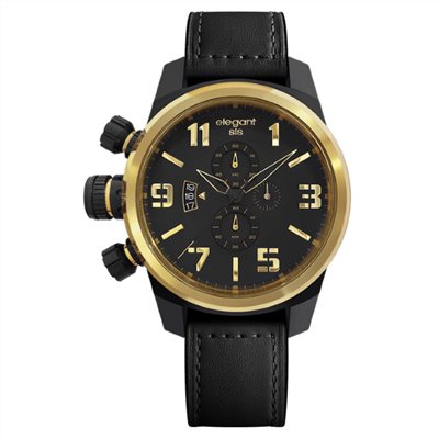 elegantsis 愛樂時-軍事系列-JT48-JT48S 黑金/咖啡金-經典時尚情人款-ELJT48-OB13LC-48MM