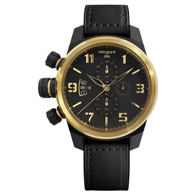 elegantsis 愛樂時-軍事系列-JT48-JT48S 黑金/咖啡金-經典時尚情人款-ELJT48S-OG07LC-43MM