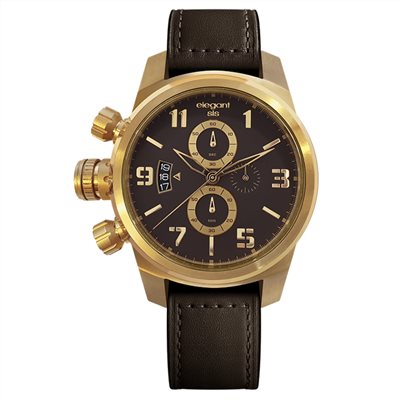 elegantsis 愛樂時-軍事系列-JT48-JT48S 黑金/咖啡金-經典時尚情人款-ELJT48S-OB08LC-43MM