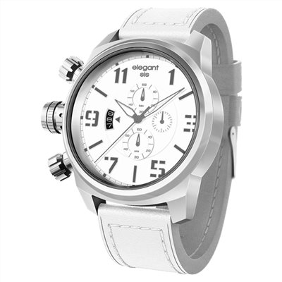 elegantsis 愛樂時-軍事系列-JT48 白-都會時尚中性款-ELJT48S-OW02LC-43MM