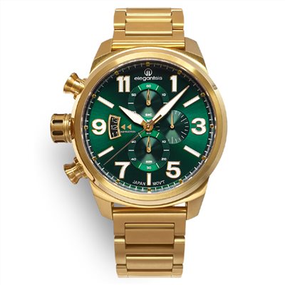 elegantsis 愛樂時-中性系列-JT48MQS-英式街頭-經典時尚計時石英錶-綠-ELJT48MQS-OG04MA-45.5MM