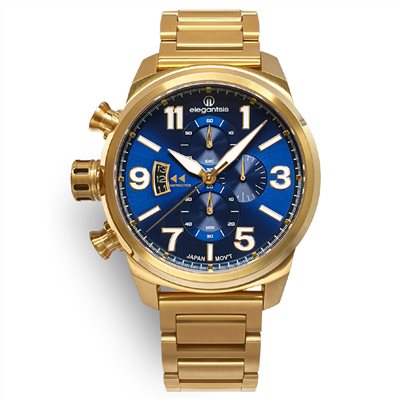 elegantsis 愛樂時-中性系列-JT48MQS-英式街頭-經典時尚計時石英錶-藍-ELJT48MQS-OB04MA-45.5MM