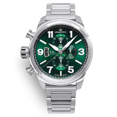 elegantsis 愛樂時-中性系列-JT48MQS-英式街頭-經典時尚計時石英錶-綠-ELJT48MQS-OG05MA-45.5MM