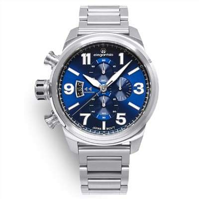 elegantsis 愛樂時-中性系列-JT48MQS-英式街頭-經典時尚計時石英錶-藍-ELJT48MQS-OB05MA-45.5MM