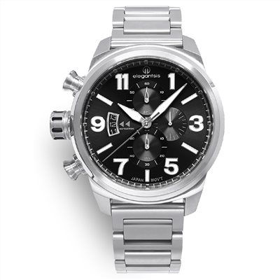 elegantsis 愛樂時-中性系列-JT48MQS-英式街頭-經典時尚計時石英錶-黑-ELJT48MQS-OB06MA-45.5MM