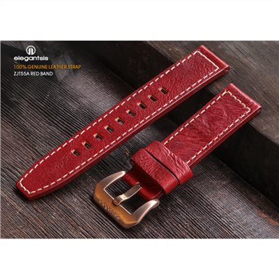 elegantsis 愛樂時-原廠配件-JT55A 100%頂級小牛皮錶帶-JT55A(紅色小牛皮錶帶)-JT55A-錶帶寬22mm