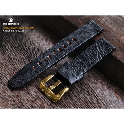 elegantsis 愛樂時-原廠配件-JT55A 100%頂級小牛皮錶帶-JT55A(黑色小牛皮錶帶)-JT55A-錶帶寬22mm