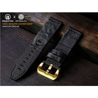 elegantsis 愛樂時-原廠配件-JX65AS JSK 100%頂級小牛皮錶帶-PYRITE ORE-JSK- 錶帶寬24mm