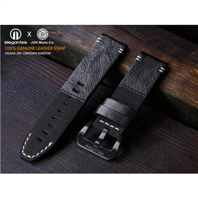 elegantsis 愛樂時-原廠配件-JX65AS JSK 100%頂級小牛皮錶帶-OBSIDIAN SHADOW-JSK- 錶帶寬24mm
